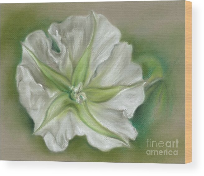 Botanical Wood Print featuring the painting Evening Moonflower by MM Anderson
