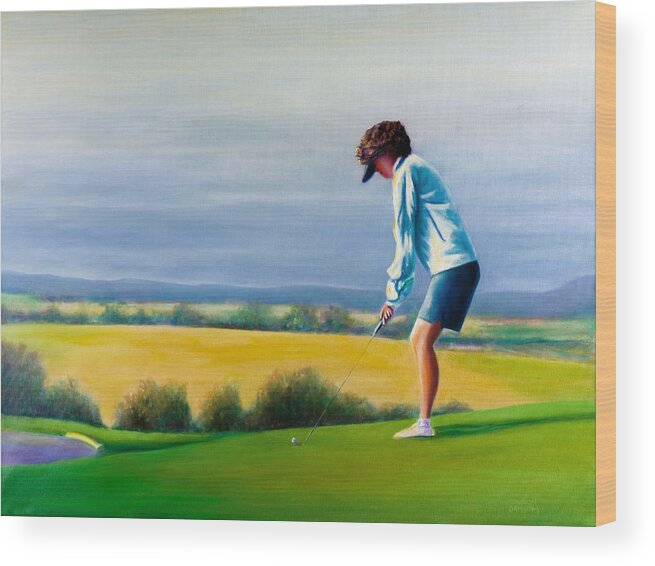 Golfer Wood Print featuring the painting Fairy Golf Mother by Shannon Grissom