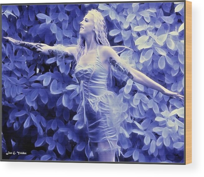 Fantasy Wood Print featuring the painting Fairy Taking Flight by Jon Volden