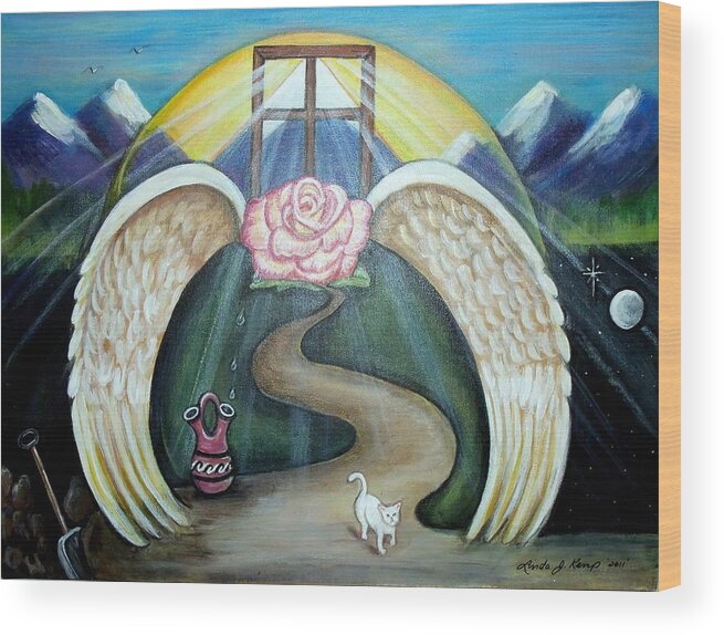 Surrealism Painting Wood Print featuring the painting Faith Journey by Linda Nielsen