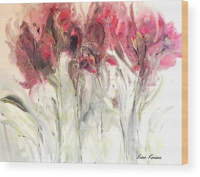 Fall Wood Print featuring the painting Fall Flowers Bloweth by Lisa Kaiser