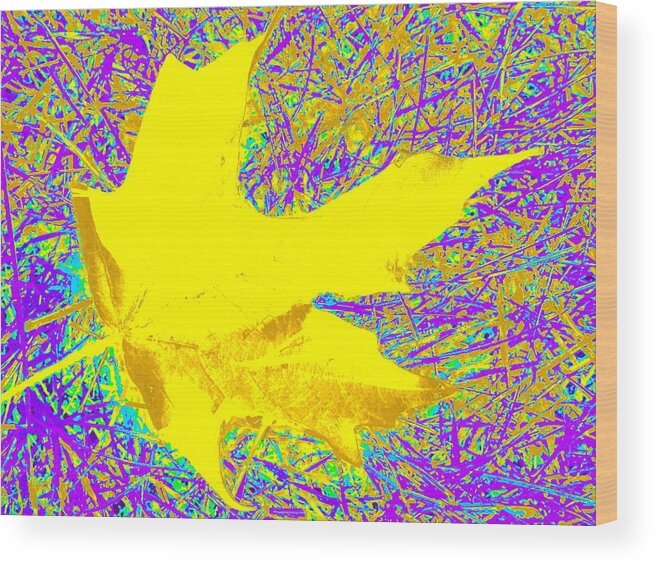 Abstract Wood Print featuring the digital art Fallen Leaf by Susan Lafleur