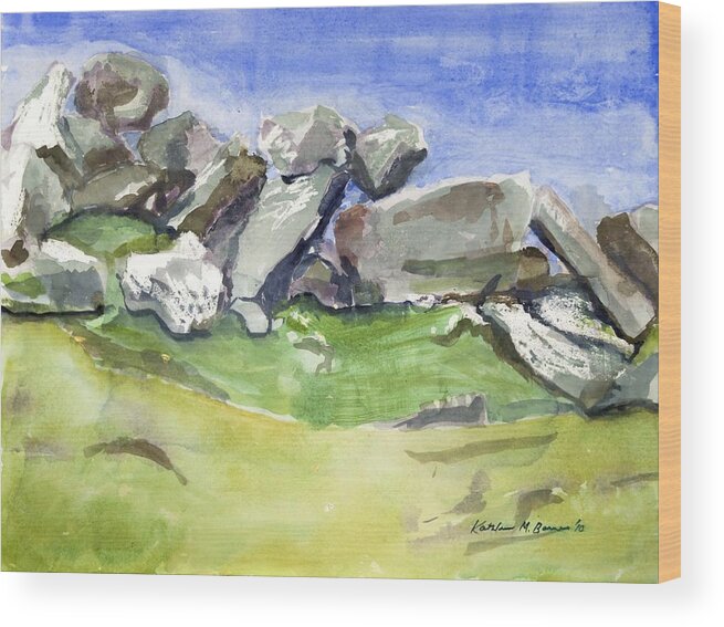  Wood Print featuring the painting Fallen Stones by Kathleen Barnes