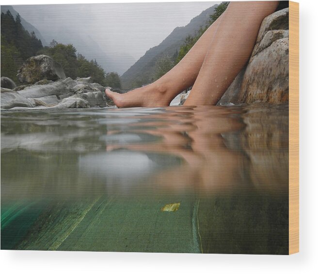 Feet Wood Print featuring the photograph Feet on the water by Mats Silvan