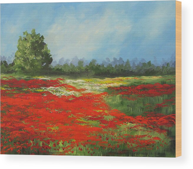 Poppy Wood Print featuring the painting Field of Poppies VIII by Torrie Smiley