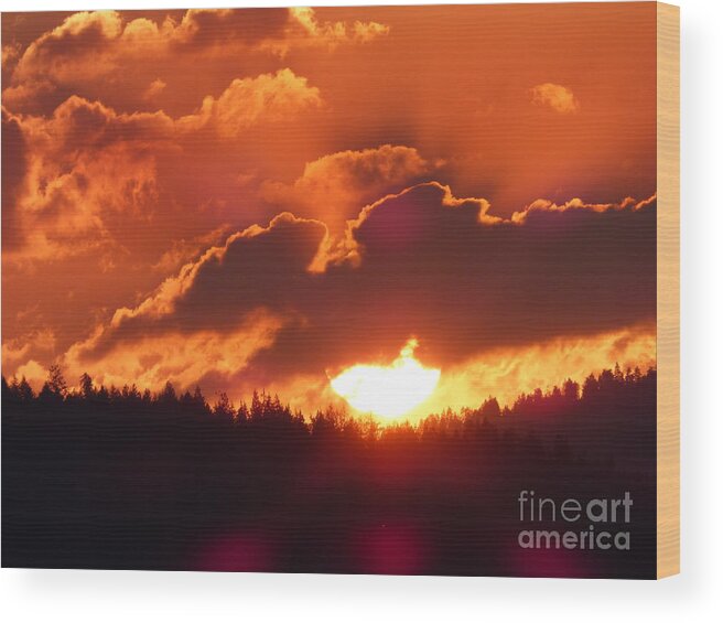 Sunset Wood Print featuring the photograph Fiery Sunset 1 by Charles Robinson