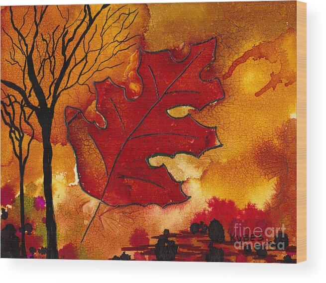 Fire Wood Print featuring the painting Firestorm by Susan Kubes