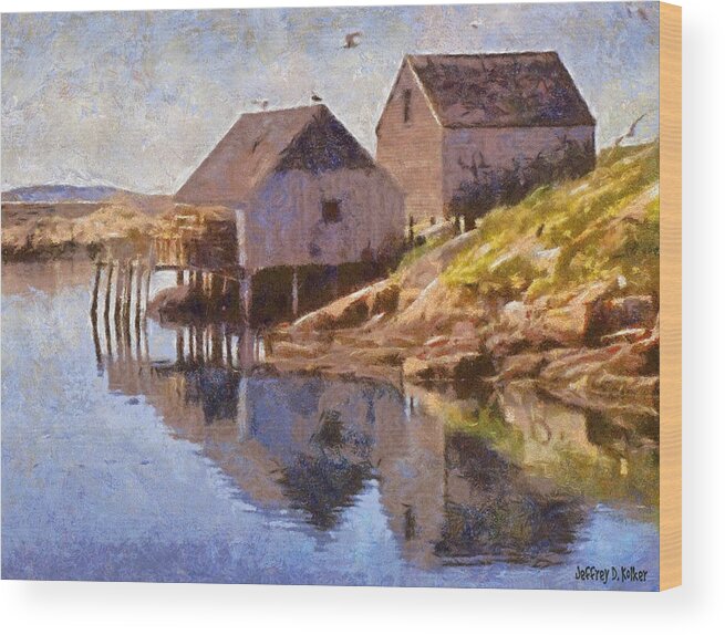 Canadian Wood Print featuring the painting Fishing Wharf by Jeffrey Kolker