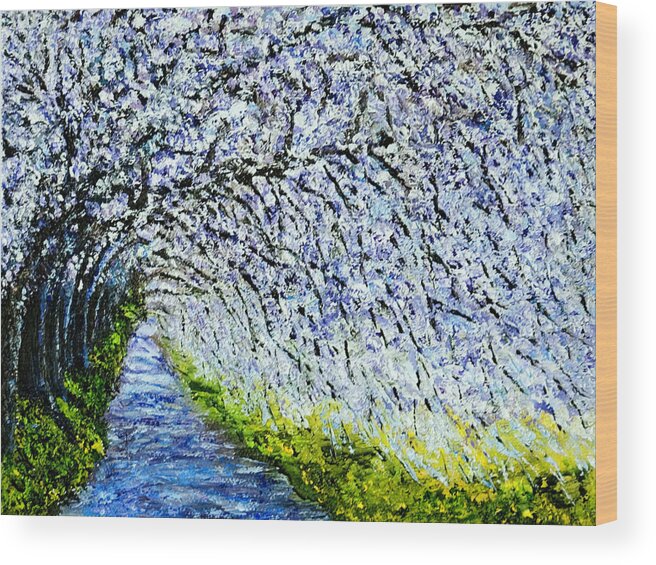 Impressionist Wood Print featuring the painting Flowering Tree Lane by Terry R MacDonald