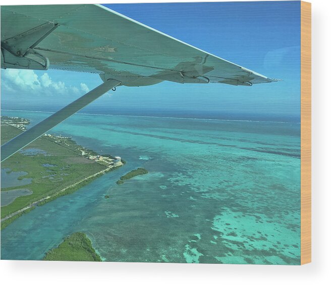 Belize Wood Print featuring the photograph Flying into Ambergris Caye, Belize by Waterdancer