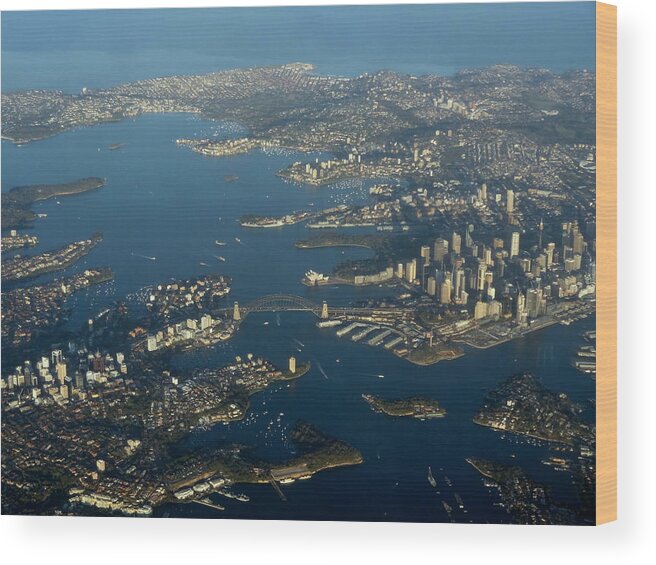 Sydney Wood Print featuring the photograph Flying into Sydney by Lorelle Phoenix