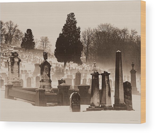 Foggy Graveyard 2 Wood Print featuring the photograph Foggy Graveyard 2 by Dark Whimsy