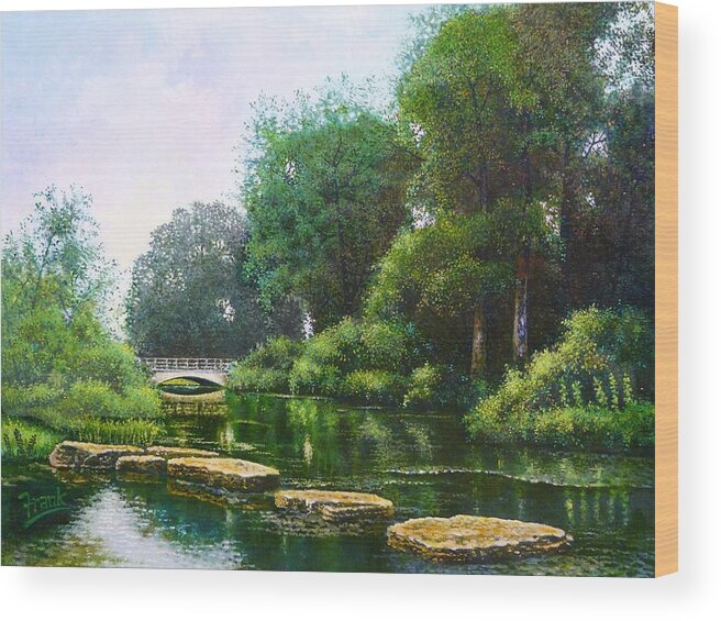 Forest Park Wood Print featuring the painting Forest Park Stepping Stones by Michael Frank