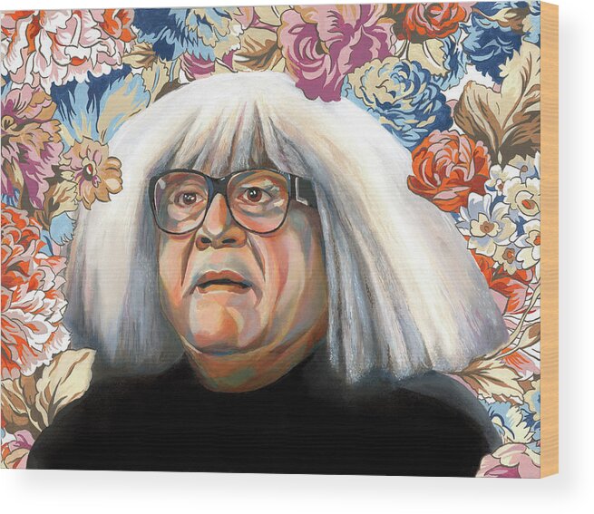 Danny Devito Wood Print featuring the painting Frank by Heather Perry