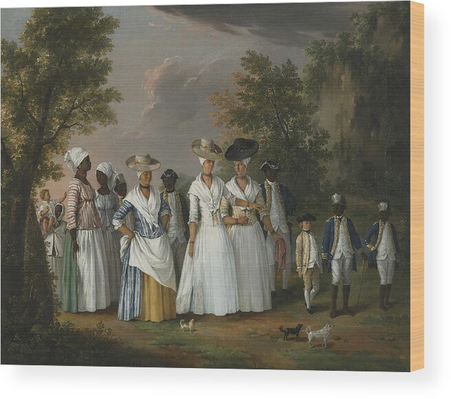 Italian Painters Wood Print featuring the painting Free Women of Color with their Children and Servants in a Landscape by Agostino Brunias