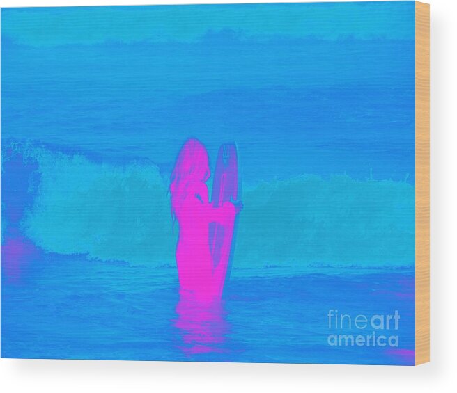 Bodyboarding Wood Print featuring the photograph Frothing Neon by Leah McPhail