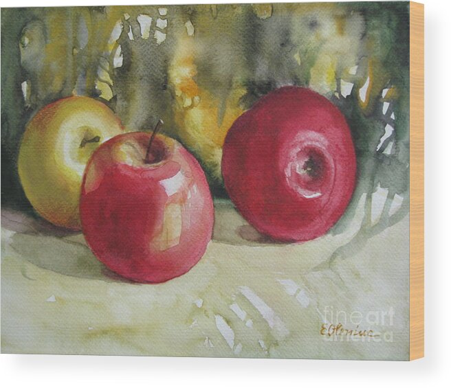 Apples Wood Print featuring the painting Fruits of the earth by Elena Oleniuc