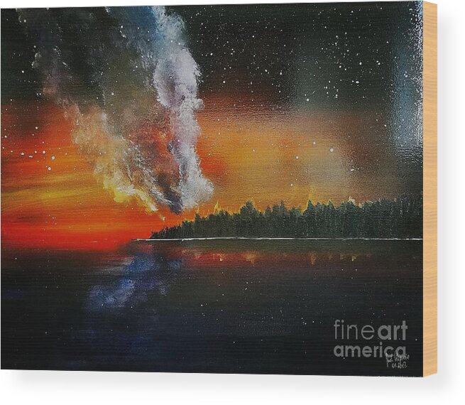 Acrylic On Canvas Wood Print featuring the painting Galactic dawn by Jarek Filipowicz