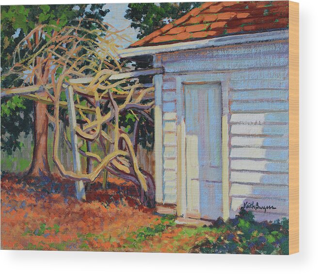 Impressionism Wood Print featuring the painting Garden Shed by Keith Burgess