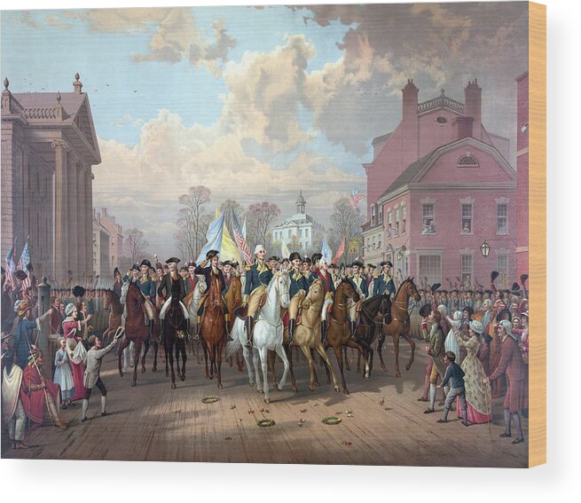 George Washington Wood Print featuring the painting General Washington Enters New York by War Is Hell Store