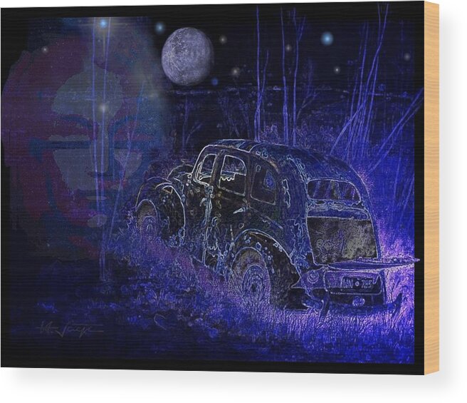 Old Wood Print featuring the digital art Ghost Car by Hartmut Jager