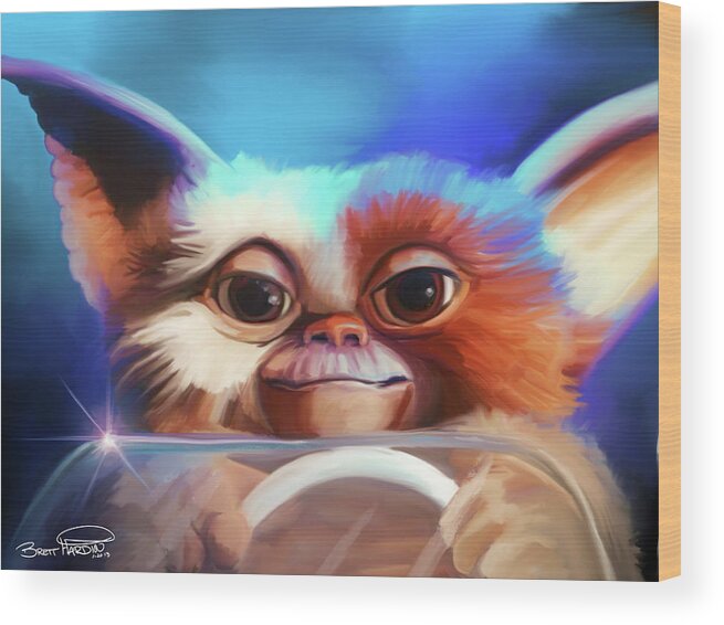 Gizmo Wood Print featuring the painting Gizmo by Brett Hardin