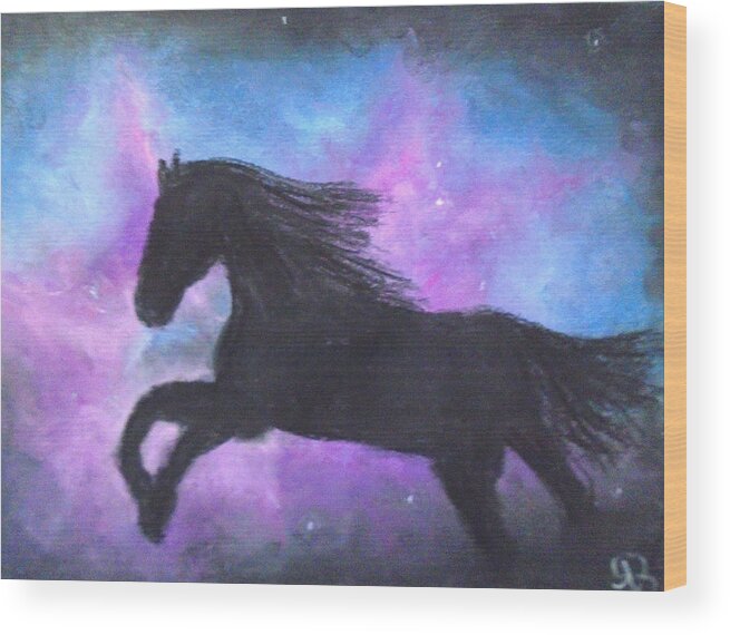 Horse Wood Print featuring the painting Glactic Trott by Jen Shearer