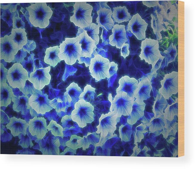 Flower Wood Print featuring the photograph Glow in the Dark Purple Petunias by Aimee L Maher ALM GALLERY