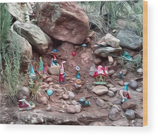 Gnomes Wood Print featuring the photograph Gnome Village 3 by Lanita Williams
