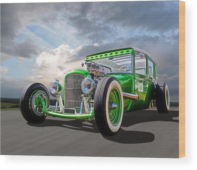 Vintage Ford Wood Print featuring the photograph Go Faster Green - Vintage Hot Rod by Gill Billington