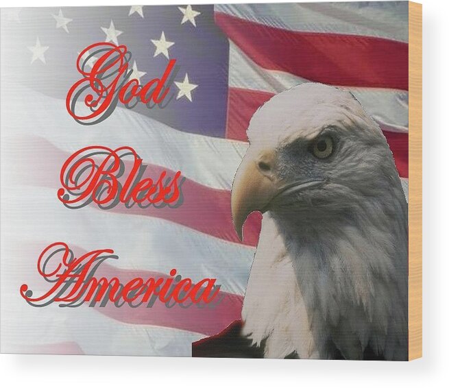 God Wood Print featuring the photograph God Bless America by Jerry Battle