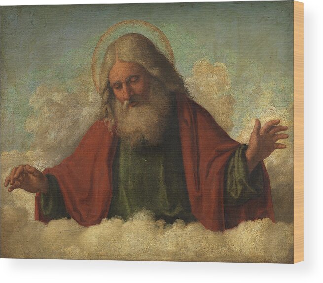 Christ Wood Print featuring the painting God the Father by Cima da Conegliano