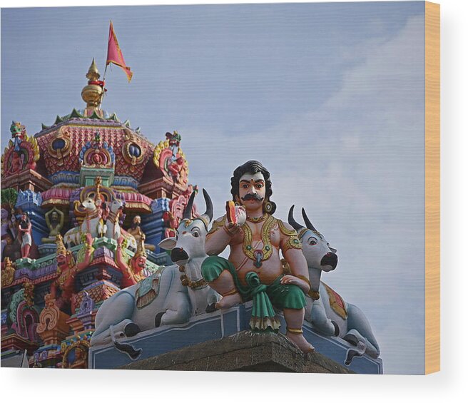 Richard Reeve Wood Print featuring the photograph Gods above VI - Kapaleeshwarar Temple, Mylapore by Richard Reeve
