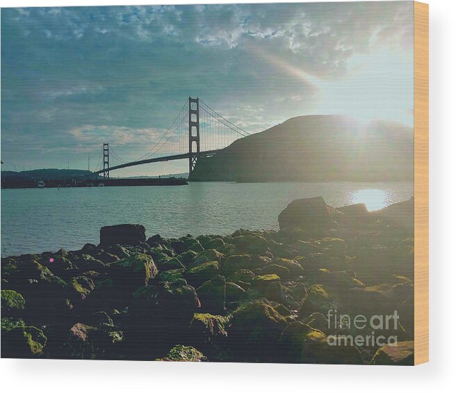 Golden Gate Bridge Wood Print featuring the photograph Golden Gate Bridge December Morning by Artist Linda Marie