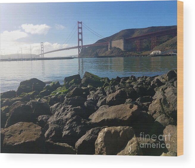 Golden Gate Bridge Wood Print featuring the photograph Golden Gate Bridge New Year's Eve Daytime by Artist Linda Marie