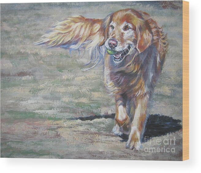 Golden Retriever Wood Print featuring the painting Golden Retriever Play Time by Lee Ann Shepard
