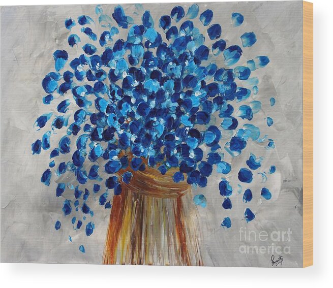Blue Flower Wood Print featuring the painting Grace by Preethi Mathialagan