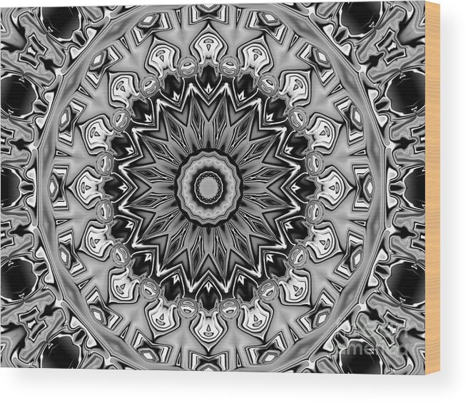  Wood Print featuring the digital art Gradient Black and White Mandala by PIPA Fine Art - Simply Solid