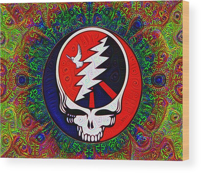 Grateful Wood Print featuring the painting Grateful Dead by Bill Cannon