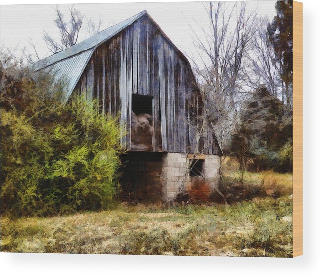 Barn Wood Print featuring the digital art Gray Barn by JGracey Stinson