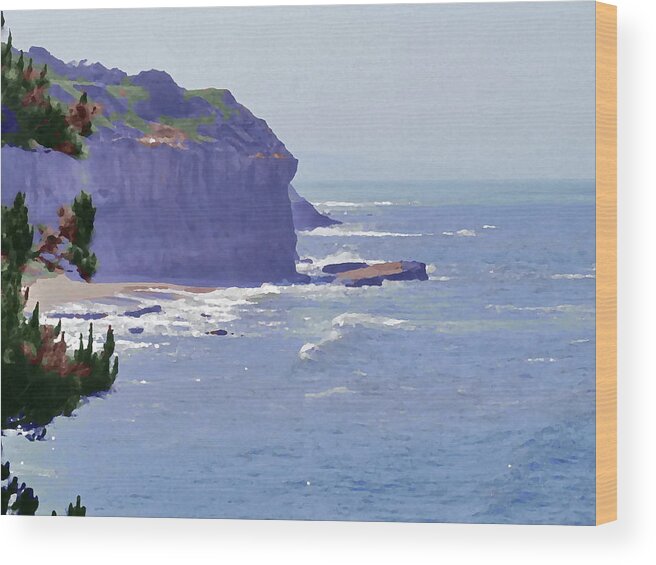 Seascape Wood Print featuring the digital art Half Moon Bay Sand Cliffs 1 by Richard Thomas