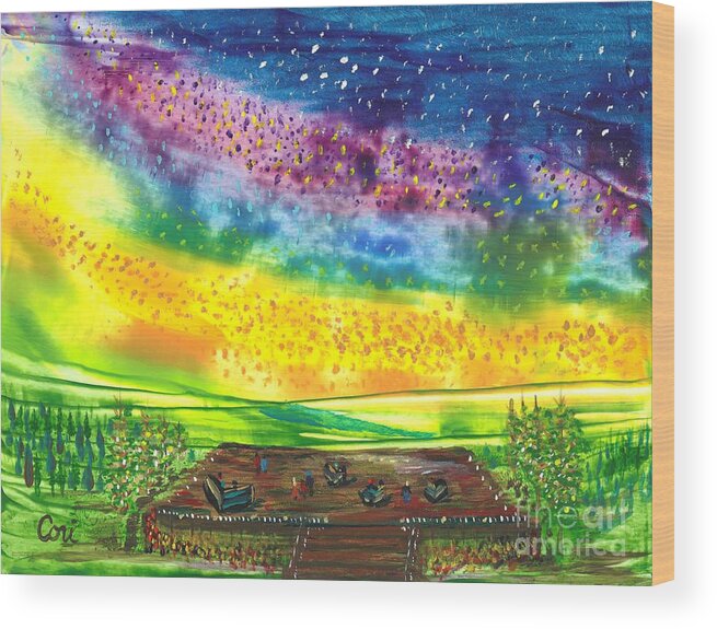 What Get For Wood Print featuring the painting Happy Hour by Corinne Carroll