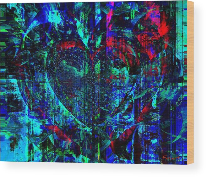 Faniart Wood Print featuring the painting Heart Potential by Fania Simon