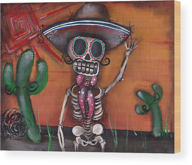 Day Of The Dead Wood Print featuring the painting Heat Wave by Abril Andrade