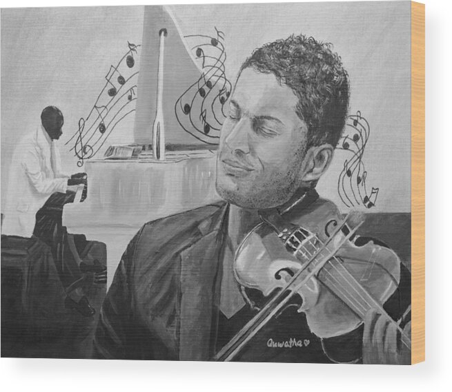 Music Wood Print featuring the painting Heavenly Music by Quwatha Valentine