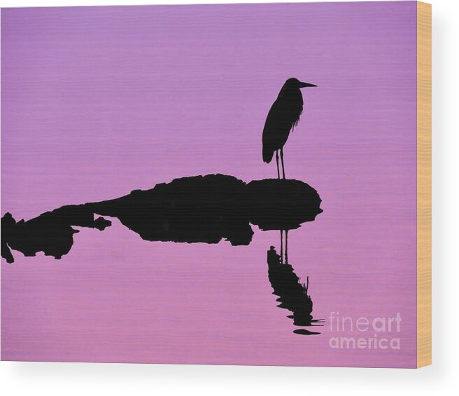 Heron Wood Print featuring the photograph Heron Silhouette by Beth Myer Photography
