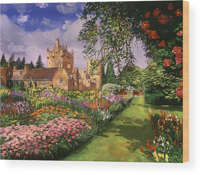Gardens Wood Print featuring the painting Highland Cawdor Castle by David Lloyd Glover