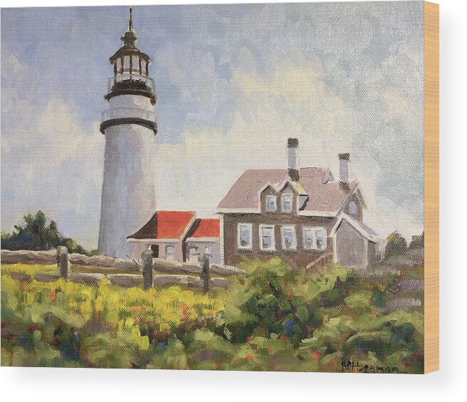 Lighthouse Wood Print featuring the painting Highland Light Truro by Barbara Hageman