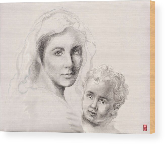 Christmas Wood Print featuring the painting Holy Mary and Christ Child by Scott Kirkman