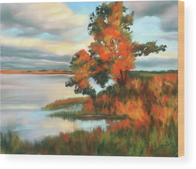 Marsh Wood Print featuring the painting Home by the Water by Sandi Snead